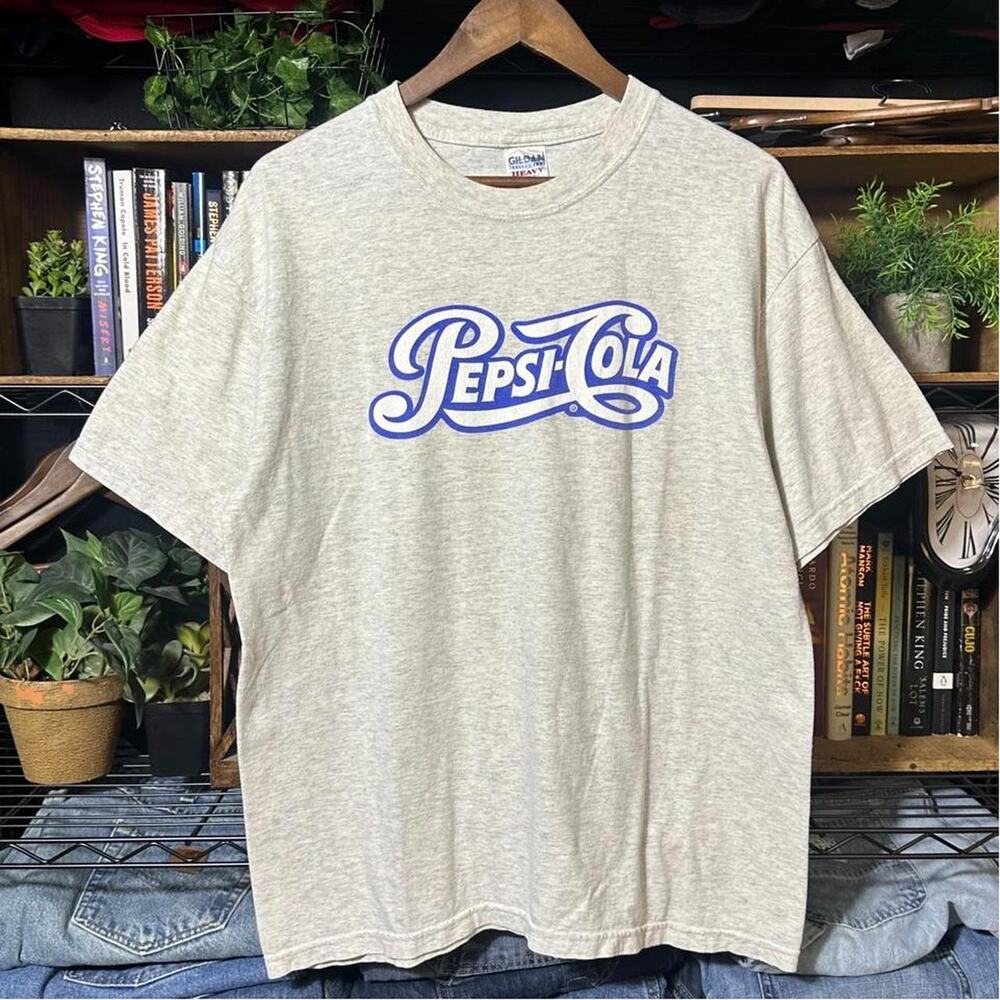 Vintage Y2K Pepsi-Cola Tee Mens Large Grey Blue 2000s Soda Pop Promo Shirt